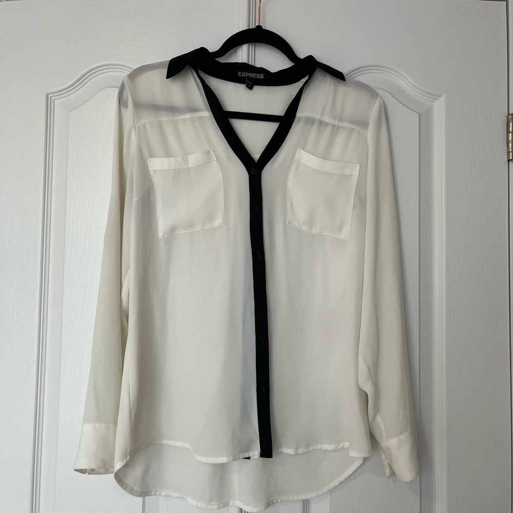 Express White Blouse with black detailing